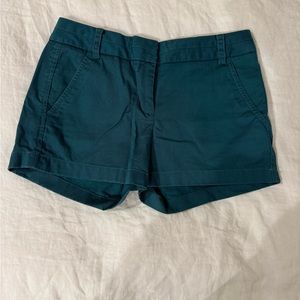 Emerald green 3in J. crew chino shorts